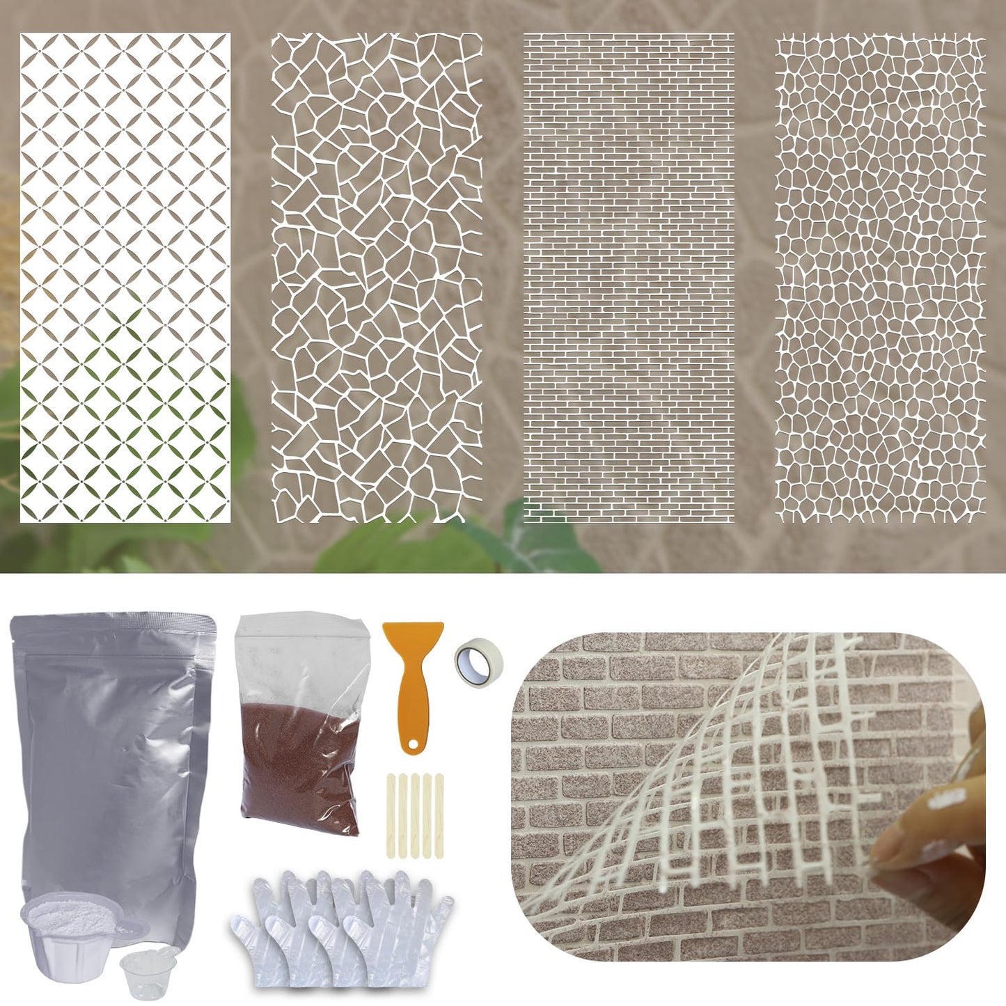 iLAND Dollhouse Accessories Miniature Bricks Stones 3D Wall DIY Set for Miniature Building, Mini Bricks Wall Template for Diorama Supplies & Fairy Garden Décor image