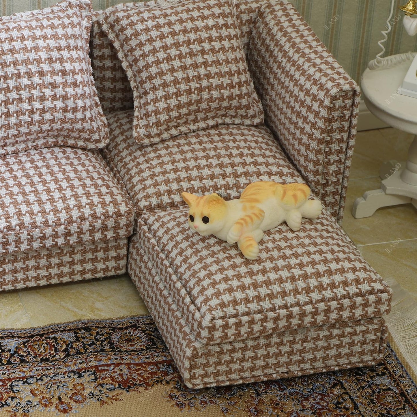 Dollhouse Miniature Sectional Sofa Set for 1:12 Scale