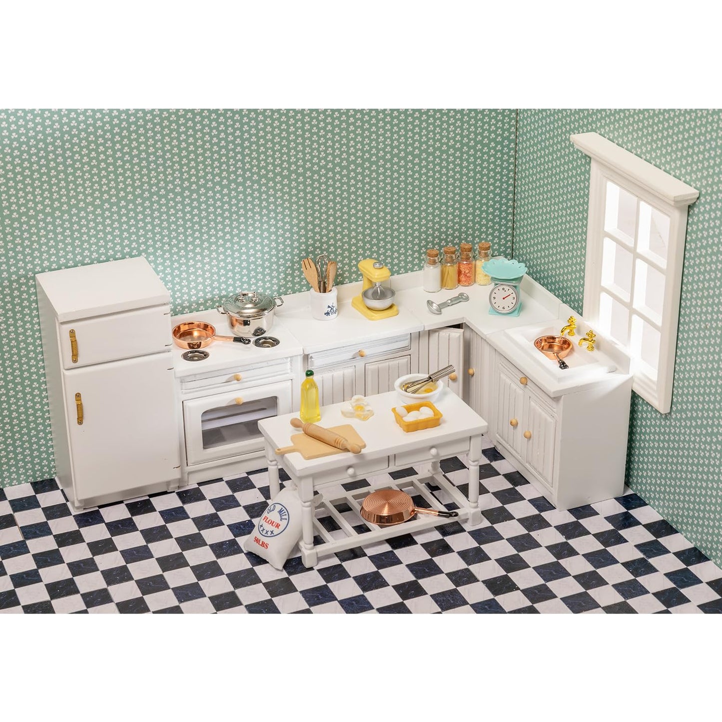 SAMCAMI Miniature Dollhouse Accessories, Dollhouse Flooring, Solid Wood Floor Tiles, Mini Dollhouse Accessories 1 12 Scale, 36pcs (Black and White) image