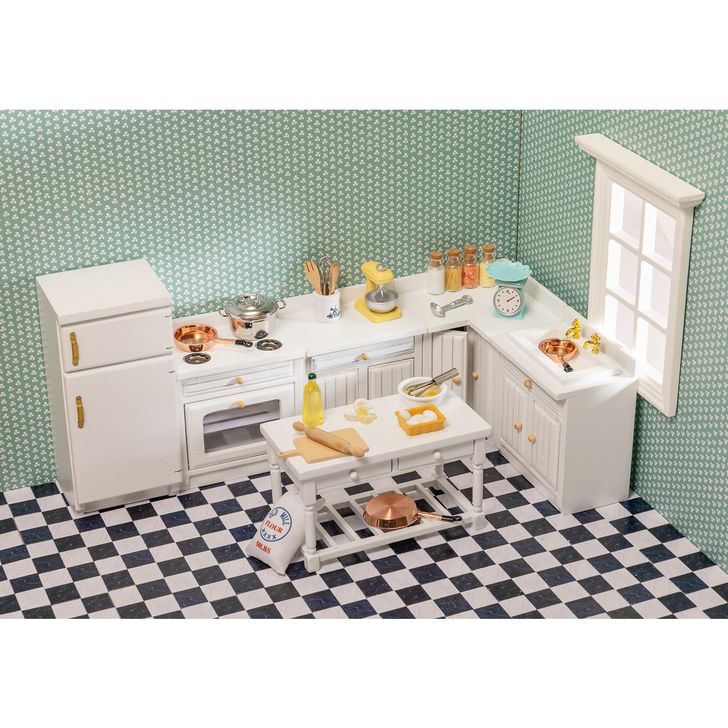 SAMCAMI Miniature Dollhouse Accessories, Dollhouse Flooring, Solid Wood Floor Tiles, Mini Dollhouse Accessories 1 12 Scale, 36pcs (Black and White) image