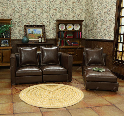 Dollhouse Miniature Sectional Sofa Set for 1:12 Scale