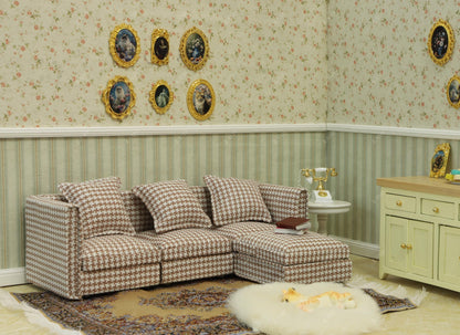 Dollhouse Miniature Sectional Sofa Set for 1:12 Scale