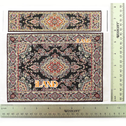 Miniature Dollhouse Woven Rugs Set - 2 Pieces