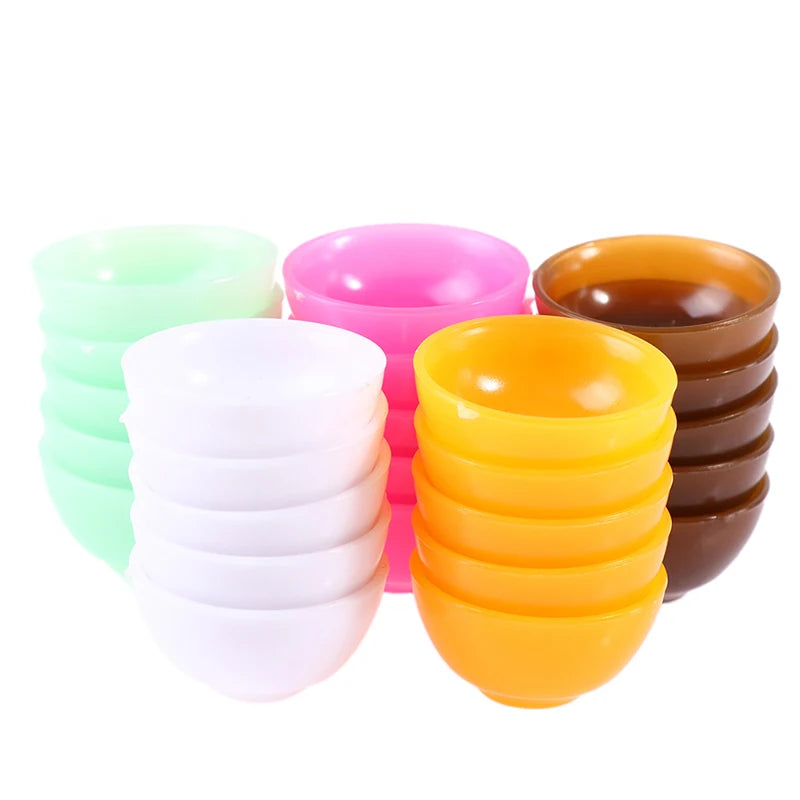 Colorful miniature dollhouse round bowl set, featuring vibrant pastel shades, ideal for enhancing dollhouse kitchen decor.